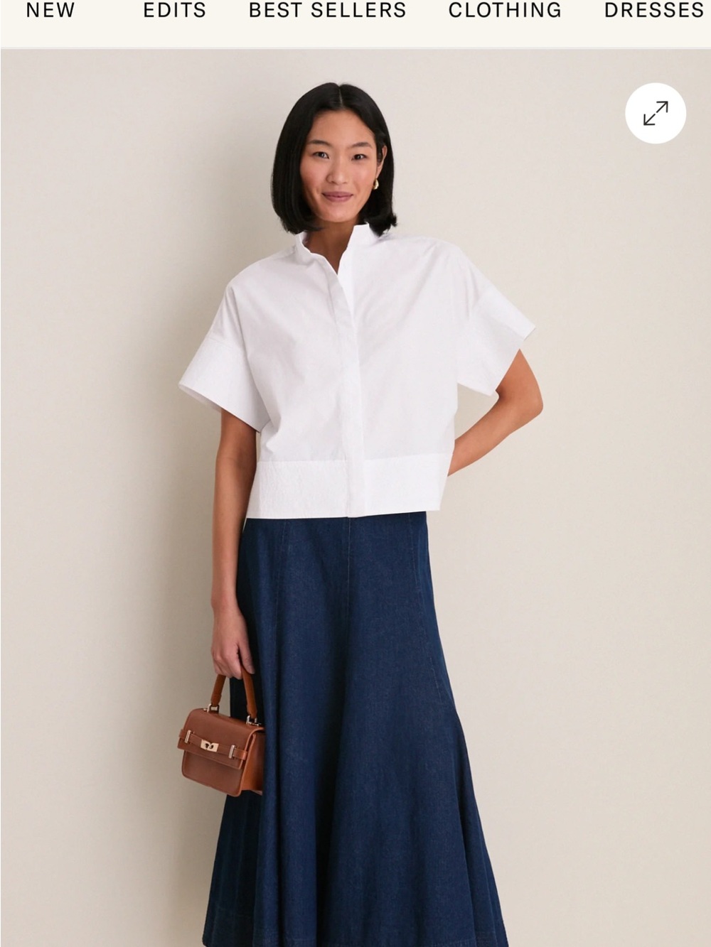 Tuckernuck Women's White Solid Collared Short Sleeve Woven Button-Up, S